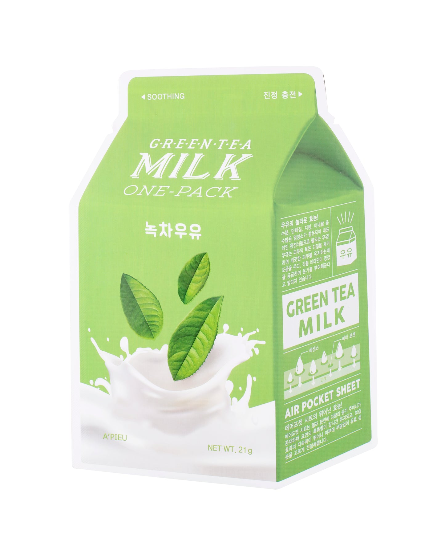 APIEU Green Tea Milk One-Pack – Masque Feuille Apaisant au Thé Vert