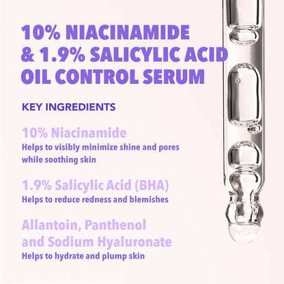 Sérum régulateur de sébum à 10 % de niacinamide et 1,9 % d'acide salicylique